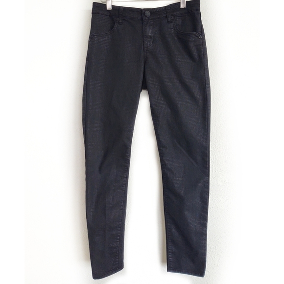 Kut from the Kloth Diana Skinny Black Subtle Herringbone Pattern Jeans Size 6 - Picture 1 of 10
